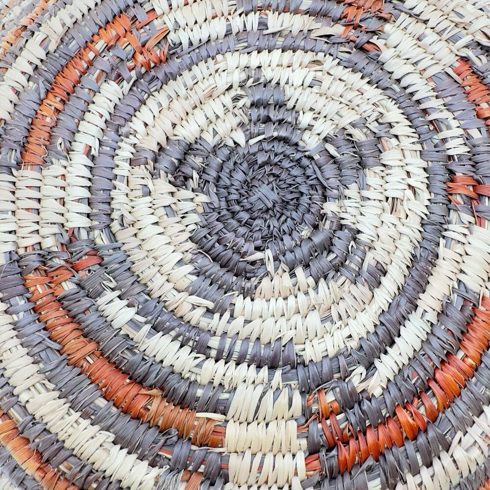 Hand Woven Coiled Basket 15.5" Southwestern Design Bowl Wall Decor Boho Tribal - Picture 6 of 8